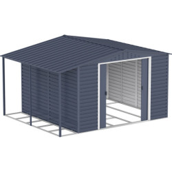 Abri de jardin gris en métal anthracite 9,75m² avec appentis - Duramax
