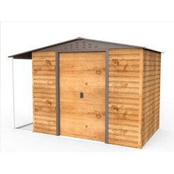 Abri de jardin gris en métal marron 4,78m² avec appentis - Duramax