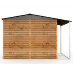 Abri de jardin gris en métal marron 4,78m² avec appentis - Duramax