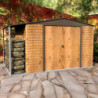 Abri de jardin gris en métal marron 7,81m² avec appentis - Duramax