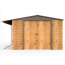Abri de jardin gris en métal marron 7,81m² avec appentis - Duramax