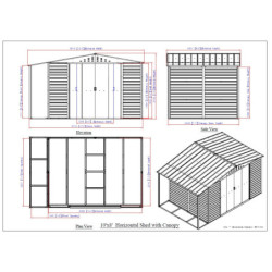 Abri de jardin gris en métal marron 7,81m² avec appentis - Duramax