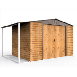 Abri de jardin gris en métal marron 7,81m² avec appentis - Duramax