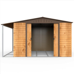 Abri de jardin gris en métal marron 7,81m² avec appentis - Duramax