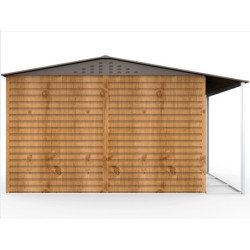 Abri de jardin gris en métal marron 7,81m² avec appentis - Duramax