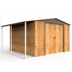 Abri de jardin gris en métal marron 9,75m² avec appentis - Duramax