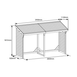 Abri bûches en bois traité - 280x110cm - Montreal - Cerland