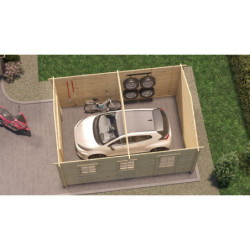 Garage 22m² en madriers de 44mm avec porte de service - Eden