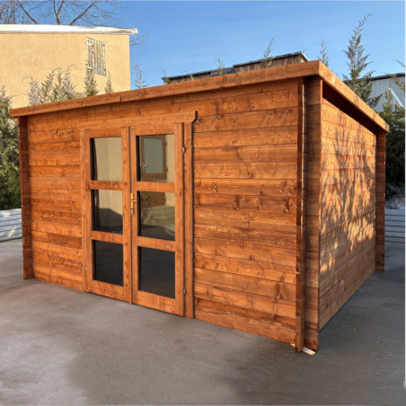 Abri de jardin toit plat 12m² PENTY BIS 40mm - Gardy Shelter