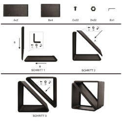 Étagère en acier noir, 57x35,5x56cm, sans fixation, Westmann
