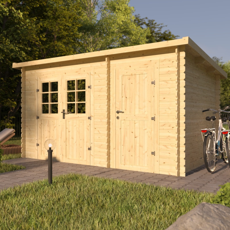 Abri de jardin 8,74m² en madriers de 28mm toit monopente - Eden