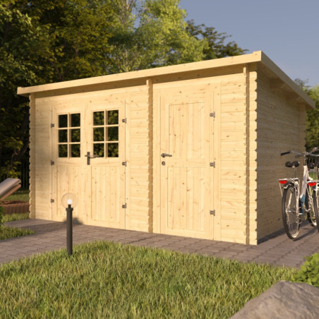 Abri de jardin 8,74m² en madriers de 28mm toit monopente - Eden