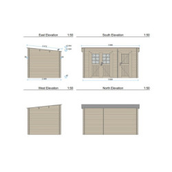Abri de jardin 8,74m² en madriers de 28mm toit monopente - Eden