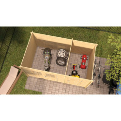 Abri de jardin 8,74m² en madriers de 28mm toit monopente - Eden