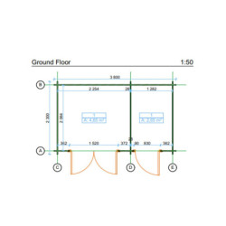 Abri de jardin 8,74m² en madriers de 28mm toit monopente - Eden