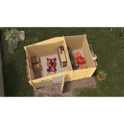 Abri de jardin 8,74m² en madriers de 28mm toit double pente - Eden