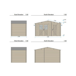 Abri de jardin 8,74m² en madriers de 28mm toit double pente - Eden