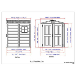 Abri de jardin en PVC 3,65m² avec plancher Storemate, Duramax