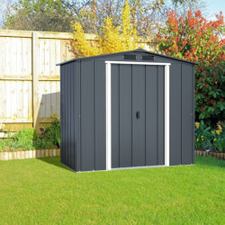 Abri de jardin 2,46m² en métal anthracite et kit d'ancrage Duramax