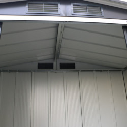 Abri de jardin 2,46m² en métal anthracite et kit d'ancrage Duramax