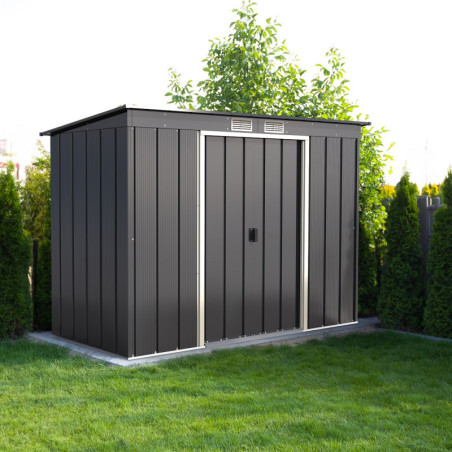 Abri de jardin 3,25m² en métal anthracite et kit d'ancrage Duramax