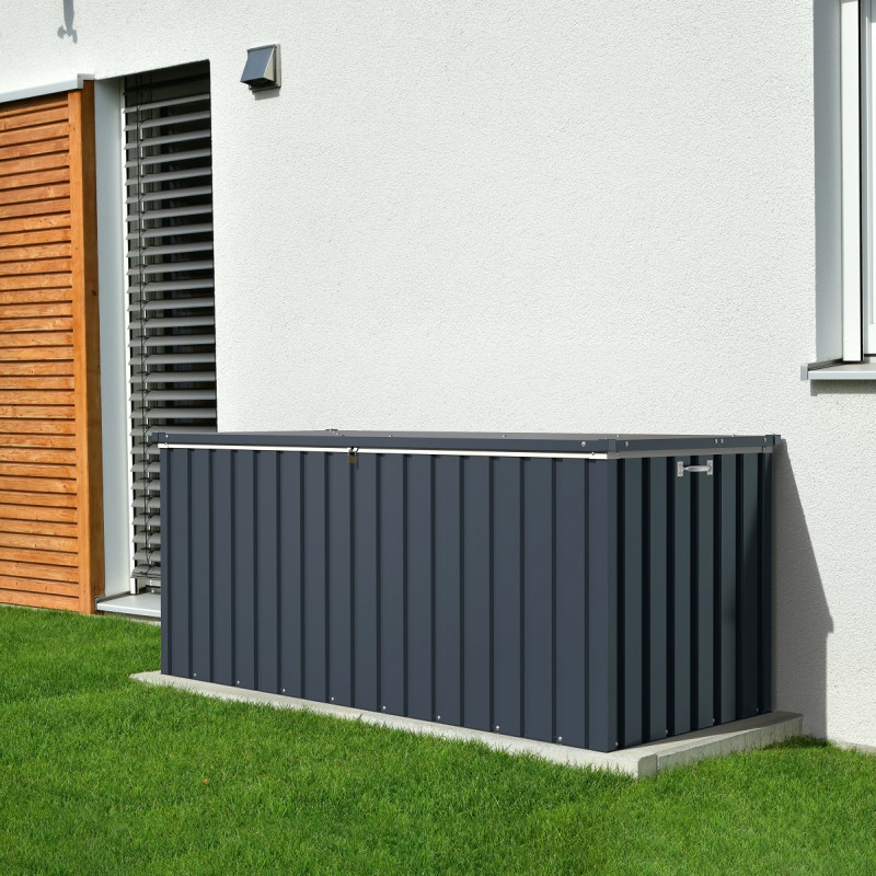 Coffre de jardin en métal anthracite avec capacité de 585L Duramax