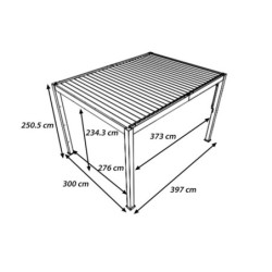 Pergola bioclimatique 11,9m² alu + toit avec lames orientables HABRITA