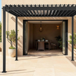 Pergola Bioclimatique Autoportante 3x3m STEEL - Acier Anthracite | X-METAL