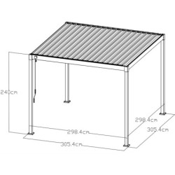 Pergola Bioclimatique Autoportante 3x3m STEEL - Acier Anthracite | X-METAL
