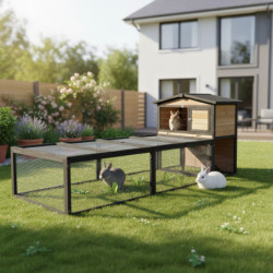 Clapier Bois FSC Thermo-traité Shelty Pet 101x55x100cm | Extérieur