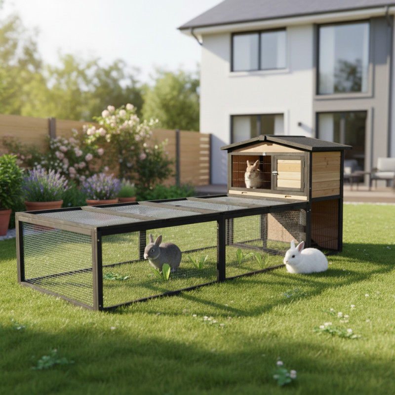 Clapier Bois FSC Thermo-traité Shelty Pet 101x55x100cm | Extérieur