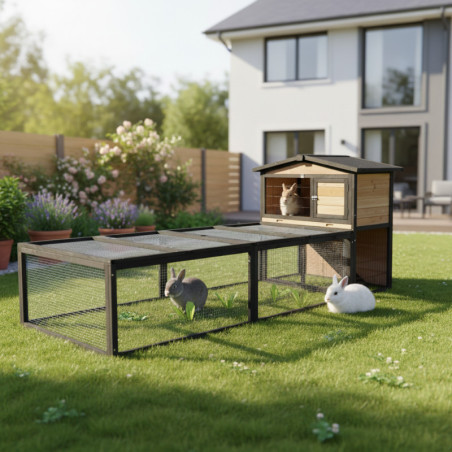 Clapier Bois FSC Thermo-traité Shelty Pet 101x55x100cm | Extérieur