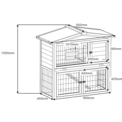 Clapier Bois FSC Thermo-traité Shelty Pet 101x55x100cm | Extérieur
