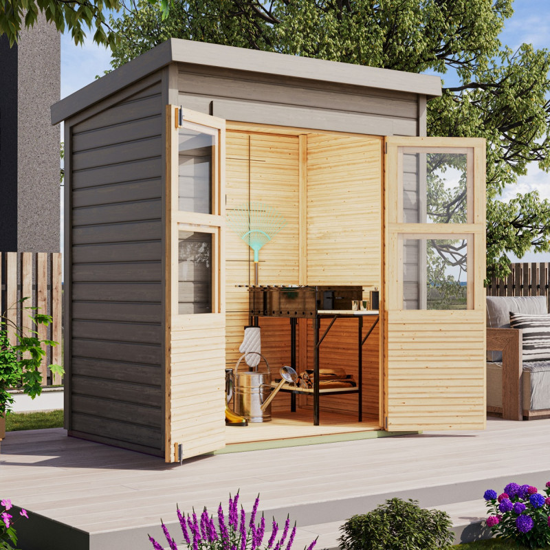 Abri de jardin gris naturel en bois massif 2,2m² Merseburg 2 - Karibu