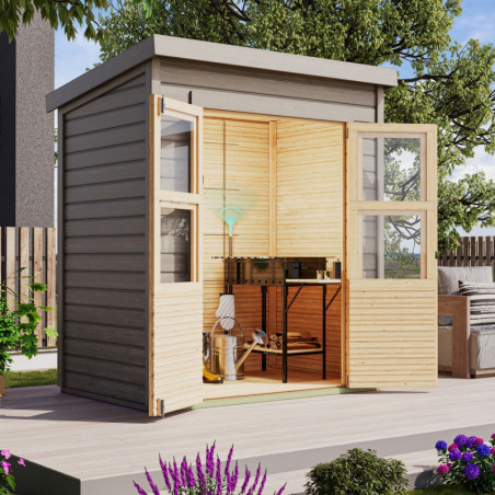 Abri de jardin gris naturel en bois massif 2,2m² Merseburg 2 - Karibu