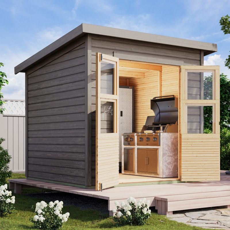 Abri de jardin en bois gris naturel 4,5m² Merseburg 4 - Karibu