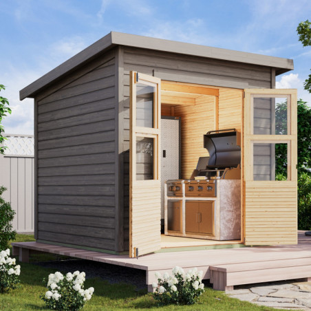 Abri de jardin en bois gris naturel 4,5m² Merseburg 4 - Karibu