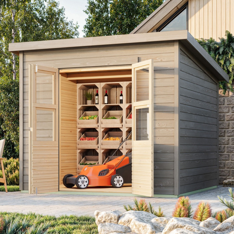 Abri de jardin en bois gris naturel 5,90m² Merseburg 6 - Karibu
