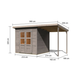 Abri de jardin en bois gris 4,5m² Merseburg 4 + appentis - Karibu