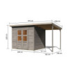 Abri de jardin en bois gris 5,2m² Merseburg 5 avec appentis - KARIBU