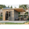 Abri de jardin en bois gris 5,90m² avec appentis Merseburg 6 - Karibu