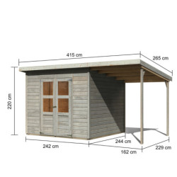 Abri de jardin en bois gris 5,90m² avec appentis Merseburg 6 - Karibu