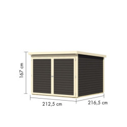 Abri pour 4 vélos en bois gris terre 4,6m² avec rails  - Karibu