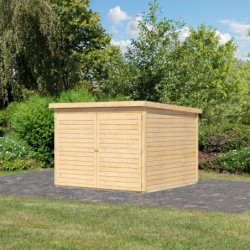 Abri à vélos avec toit plat en bois brut - 4,60m² - Karibu