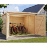 Abri à vélos avec toit plat en bois brut - 4,60m² - Karibu