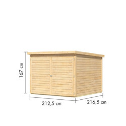 Abri à vélos avec toit plat en bois brut - 4,60m² - Karibu