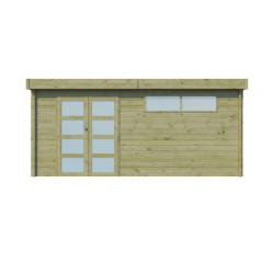 Abri Moderne 21,09m² en bois traité 44mm+toit isolé Gardenas