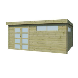 Abri Moderne 21,09m² en bois traité 44mm+toit isolé Gardenas