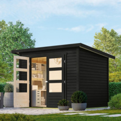 Abri de jardin 4,57m² Stockach 3 en bois noir 19mm - Karibu