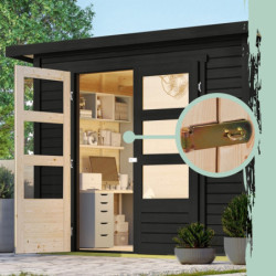 Abri de jardin 4,57m² Stockach 3 en bois noir 19mm - Karibu